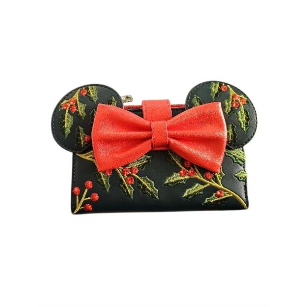 Loungefly Disney Minnie Mouse Holiday Wallet Christmas Holly Bow Ears NWOT Gift
